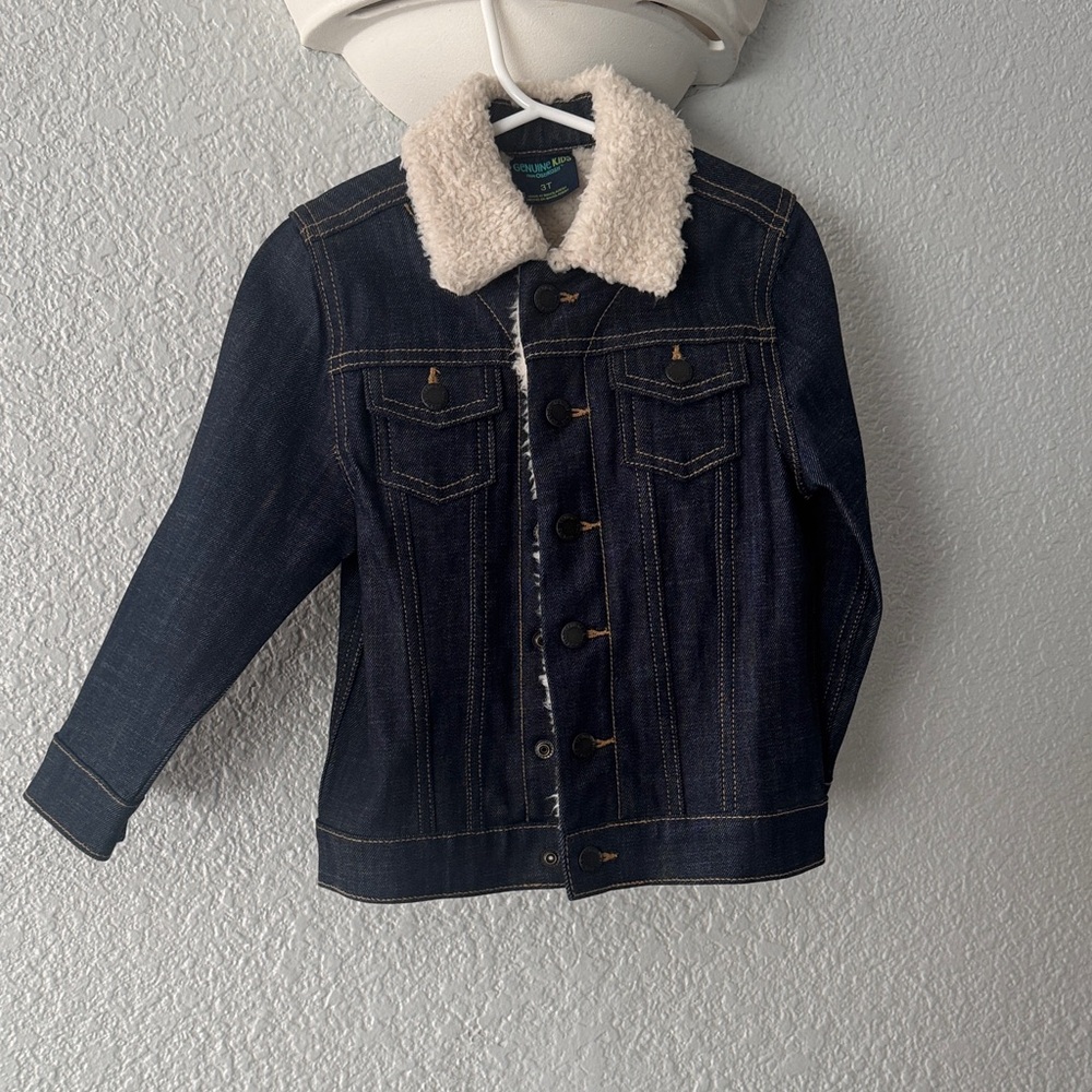OshKosh B'gosh Dark Blue Jean Jacket with Cream Sherpa Collar